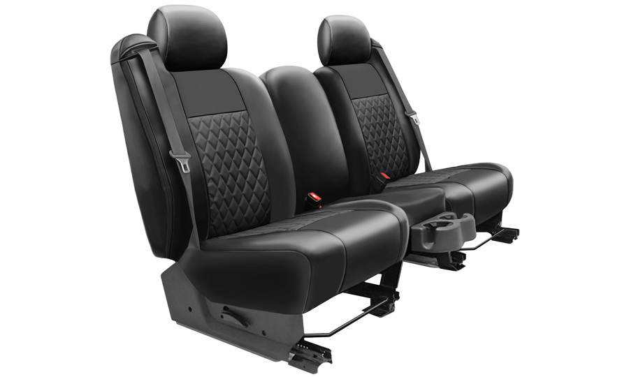 K245 Leatherette Black 2-Tone Diamond Pleats