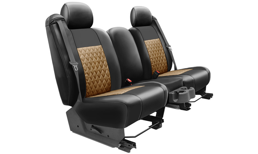 K245 Leatherette Tan 2-Tone Diamond Pleats