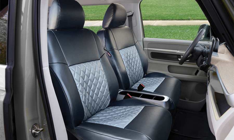 Leatherette Gray Diamond Front Seats 2