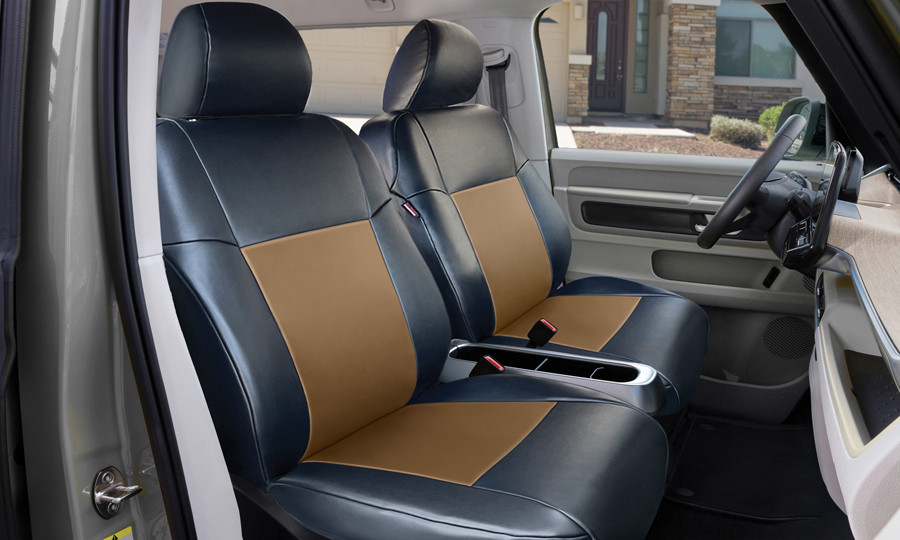 Leatherette Beige 2-Tone Front Seats 1