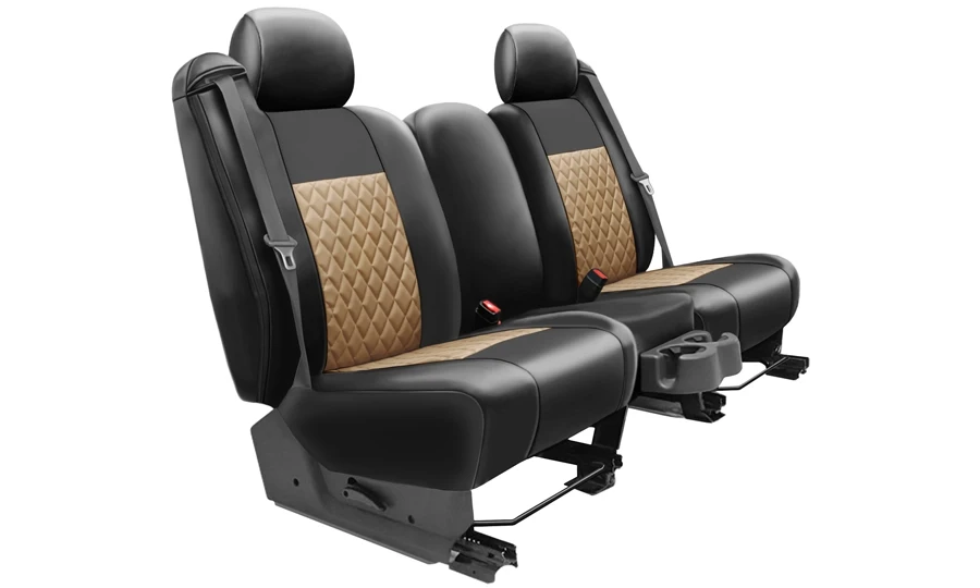 K245 Leatherette Tan 2-Tone Diamond Pleats