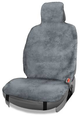 Seat Topper™ Sheepskin Topper Gray With Headrest Cover