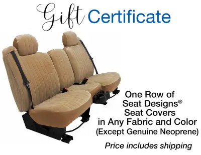 1 Row of Seat Designs Seat Covers in Any Fabric (except Genuine Neoprene) – Price Includes Shipping